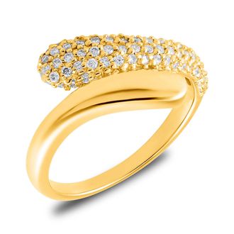 MAX + STONE 18K Gold Plated Bypass Vermeil Lab Grown Diamond Signet Ring