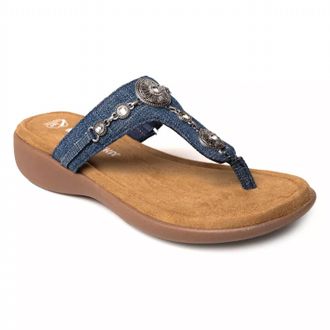Minnetonka Womens Brecca Sandal In Blue Denim