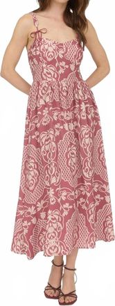 Blu Pepper Floral Damask Midi Dress In Dark Mauve