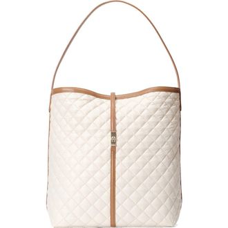 MZ Wallace Large Astor Quilted Nylon Hobo Bag in Sandy Linen at Nordstrom