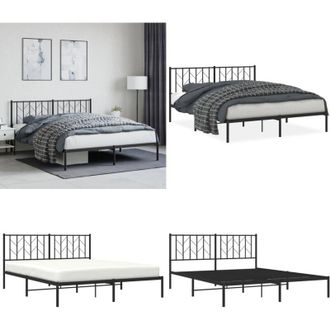 vidaXL Giroletto con Testiera in Metallo Nero 160x200 cm - Letto con testata in metallo - Letto robusto