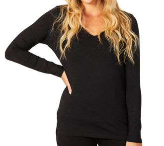 French Kyss V-Neck Long Sleeve In Black