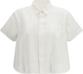 sacai White Cotton Shortsleeve Womens Shirt