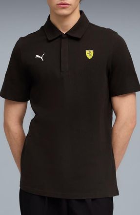 Puma Scuderia Ferrari Sportswear Logo Cotton Polo in Puma Black at Nordstrom, Size Xx-Large
