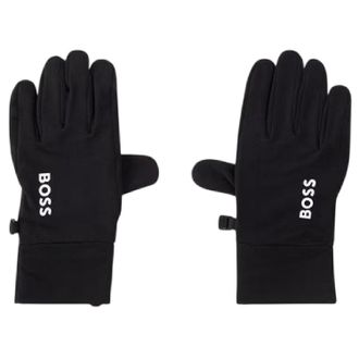 HUGO BOSS Nauwsluitende hardloophandschoenen van fleece voor heren (Zwart)