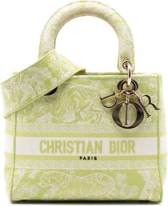 Dior Pre-owned Dior Medium Embroidered Canvas Toile de Jouy Lady D Lite 50-MA-0231