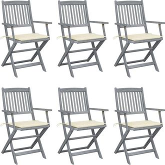 vidaXL Vidaxl - Sillas De Jard&iacute;n Plegables 6 Uds Cojines Madera Maciza Acacia