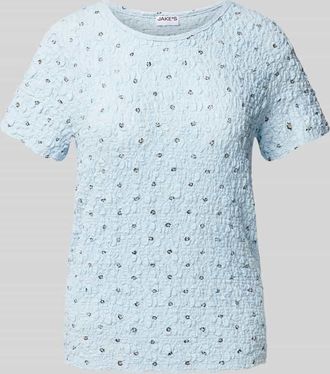 Jake*s Casual Slim Fit T-Shirt mit floralem Print in Bleu, Gr&ouml;&szlig;e XXL
