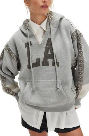 Free People Midnight Sparkle Embellished Graphic Hoodie in Heather Grey at Nordstrom Rack, Size X-Small