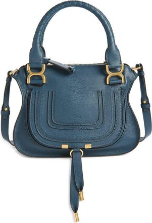 Chlo&eacute; Small Marcie Leather Satchel in Tapestry Blue at Nordstrom