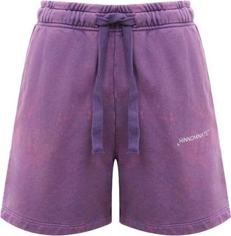 Hinnominate Hinnominate, Korte Broeken, Dames, Paars, M, Katoen, Paarse Fleece Shorts met Koord en Logo