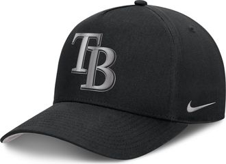 Nike Tampa Bay Rays Rise Nike Mens Dri-FIT MLB A-Frame Trucker Adjustable Hat in Black | NB1E0FBPTPA-HWD