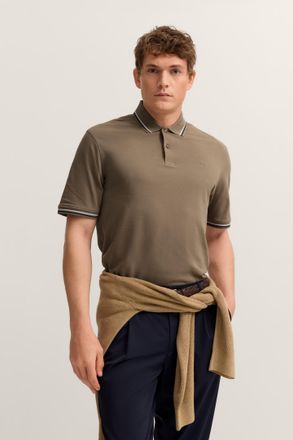 Bugatti Poloshirt BUGATTI Modern Fit, Herren, Gr. 4XL, beige (60, taupe), 100% Baumwolle, unifarben, normal, ohne Ausschnitt, Rippb&uuml;ndchen, Shirts Poloshirt, 