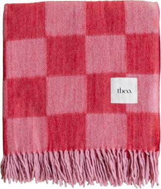 TBCo Recycled Wool Checkered Throw Blanket in Pink & Red Checkerboard at Nordstrom, Size Large