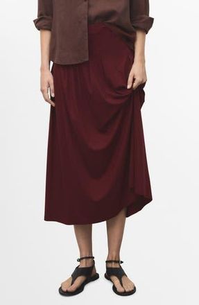Mango Plank Pleat Midi Skirt in Burgundy at Nordstrom Rack, Size X-Small