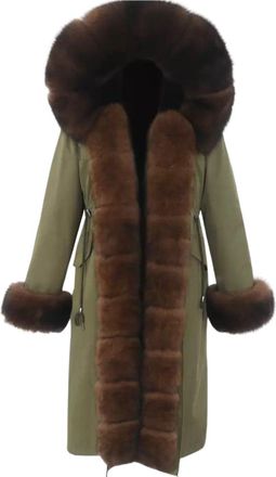 Wanan Luxury Parka Doler Verde Scuro con Pelliccia-Donna -Verde Scuro, Marrone