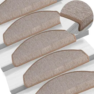 vidaXL Vidaxl - Felpudos Para Escaleras 15 Uds 65x24x4 Cm Marr&oacute;n Claro Semicircular Grande