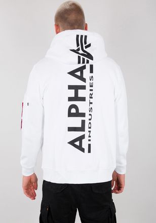 Alpha Industries Hoodie ALPHA INDUSTRIES Backprint Zip Hoodie, Herren, Gr. M, wei&szlig;, Shell: 80% Cotton, 20% Polyester, regular fit, Sweatshirts Hoodie