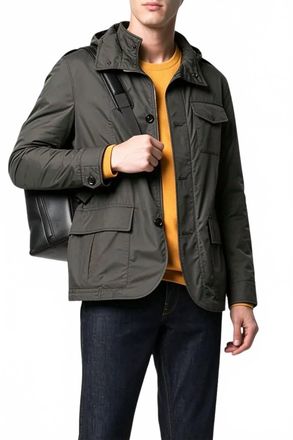 Moorer Stand Collar Jacket In Militare