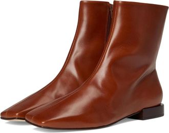 Bernardo Belfast Boots Women Cognac Leather Square Toe Ankle Bootie ZOGG3274