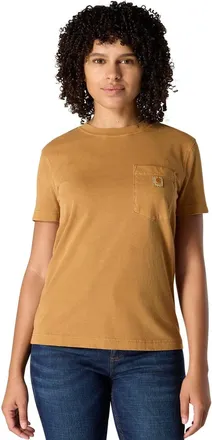 Carhartt Work in Progress T-Shirt Womens Brown Knit Crew Neck Relaxed Fit LightWeight JAX1911