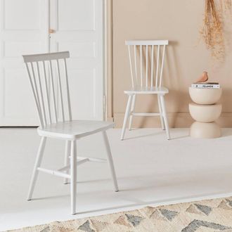 Sweeek Pair Of Wooden Dining Chairs in White