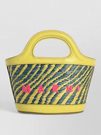 Marni micro tropicalia bucket bag leather raffia