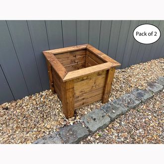 Charles Taylor Trading Multi Pack of 2 - Square Large Planter - Minimal Assembly Required in Light Brown