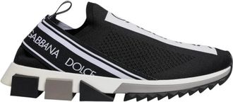 Dolce & Gabbana Zwart Wit Slip-On Gebreide Sneaker - Heren - Sneakers - Zwart - 37 1/2 EU - Polyester - Schoenen