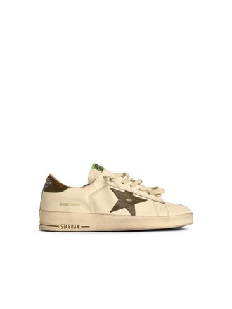 Golden Goose Stardan White Lear Sneakers mit Green Star und Ferse