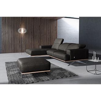 Studio Copenhagen home24 loftscape Ecksofa Iglesia Schwarz Echtleder 296x77x182 cm