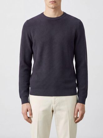 Zanone Maglia girocollo slim fit in pura lana vergine con bordi a costine
