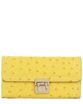 Tiffany & Fred Classic Ostrich-Embossed Leather Wallet