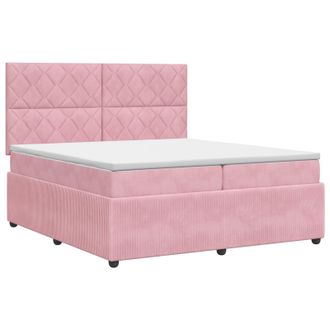 vidaXL Cama Box Spring Con Colch&oacute;n Rosa 200 X 200 Cm Terciopelo Vidaxl