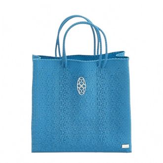 Lola's Bag Womens Medium Handmade Regular Strap Tote Bag In Blue