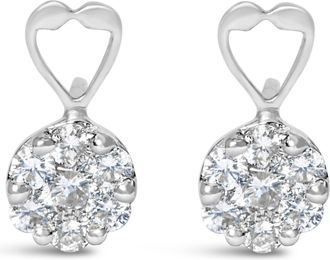 House of Brilliance 14K White Gold 1 1/4 cttw Round Cut Diamond Earrings