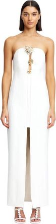 Acler Kleedjes, Dames, Wit, S, Strapless Maxi Jurk met Gouden Hardware