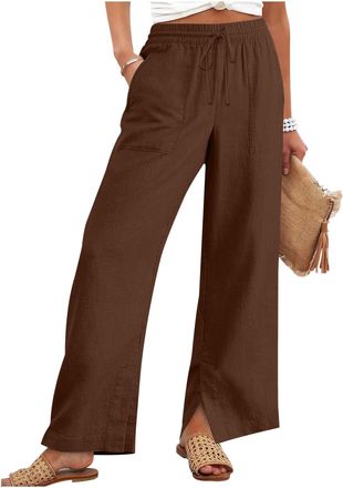Generic Womens Joggers UK Women Fashion Solid Color Lightweight Tracksuit Bottoms Wide Leg Sweatpants Baggy Elastic Waist Drawstring Trousers with Pockets Lou
