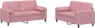 vidaXL Vidaxl - Juego De Sof&aacute;s Con Cojines 2 Piezas Terciopelo Rosa
