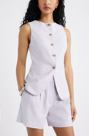 Open Edit Linen Blend Vest in Purple Evening at Nordstrom, Size Xx-Small