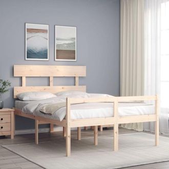 vidaXL Cama Para Personas Mayores Con Cabecero Madera Maciza 140x190cm Vidaxl