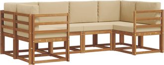 vidaXL Conjunto De Sof&aacute;s De Exterior 6 Uds. Natural Y Beige Vidaxl