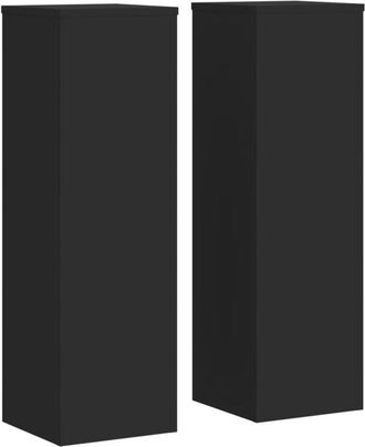 vidaXL Vidaxl - Soportes De Plantas 2 Uds Madera Ingenier&iacute;a Negro 25x25x80 Cm