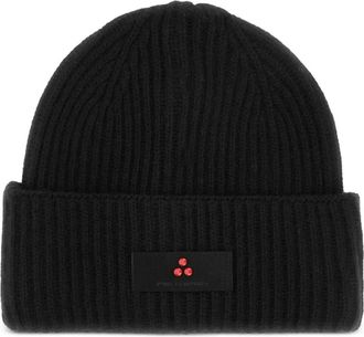 Peuterey ribbed-knit logo beanie hat - men - Viscose/Cashmere/Wool/Polyamide - One Size - Black