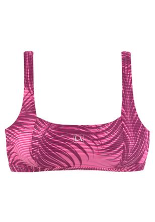 Active By Lascana Bustier-Bikini-Top LASCANA ACTIVE Coal, Damen, Gr. 36, Cup C/D, rot (bordeaux, bedruckt), Polyamid, bedruckt, gestreift, Bikini-Oberteile Bustier-Biki