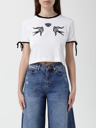 Pinko T-shirts crop in cotone con ricami Pinko