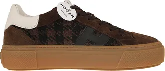 Hogan Dark Brown Suede Houndstooth H705 Sneakers
