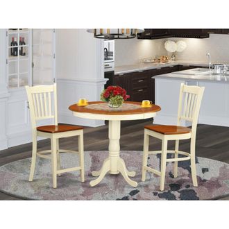 East West Furniture 3 PC Dining counter height set-pub Table and 2 Dining Chairs