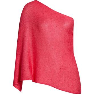 PacSun Amaris Sequin One Shoulder Poncho in Berry at Nordstrom