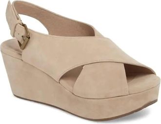 Chocolat Blu Women Wim Platform Wedge Sandal In Taupe Suede